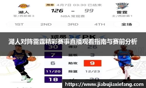 湖人对阵雷霆精彩赛事直播观看指南与赛前分析